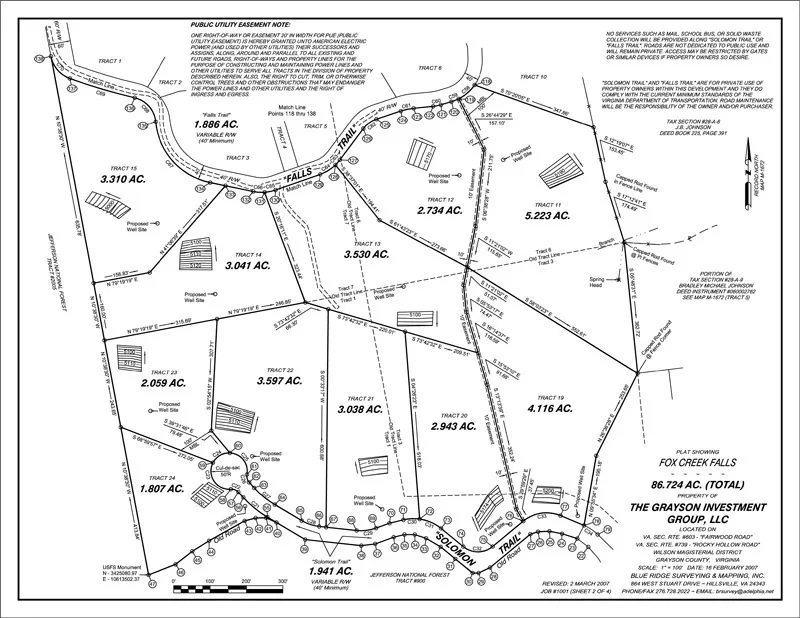 Fox Creek Falls subdivision survey, Grayson County, Virginia